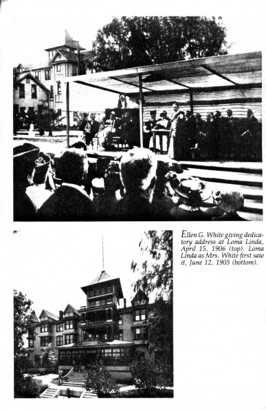 Ellen G. White speaking at the dedication of Loma Linda Sanitarium, 1906