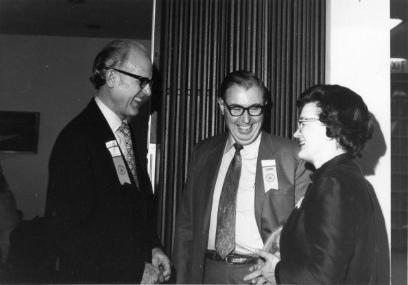 [Mr. and Mrs. Barclay with Dr. Howard at 1972 Andrews University alumni homecoming weekend]