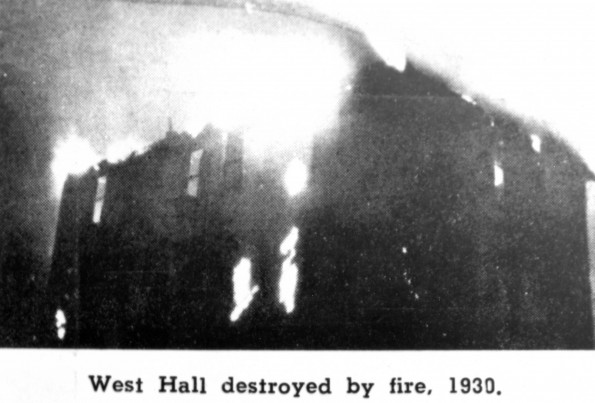 [West Hall at Canadian Junior College destroyed by fire]