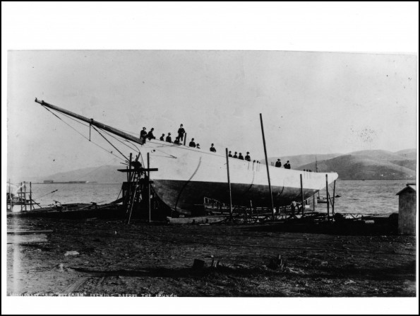 Missionary ship Pitcairn evening before the launch