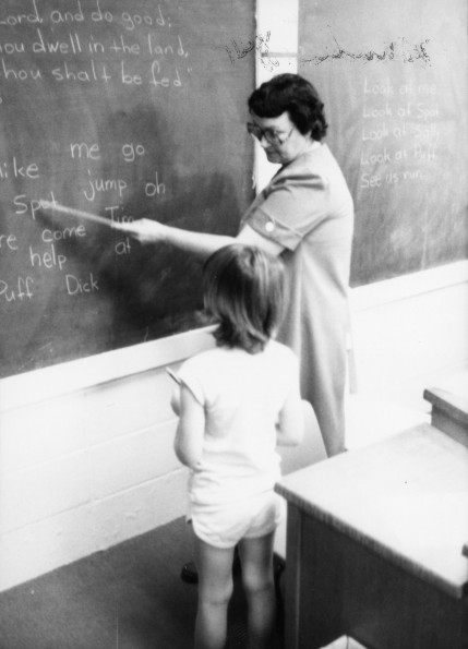 Imogene Pendley with a student at Minden Seventh-day Adventist School